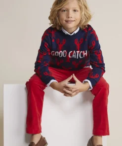 Vineyard Vines Boys’ Cotton Cashmere Cable Crewneck Sweater< Sweaters