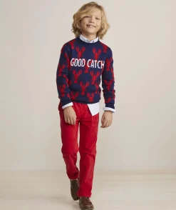 Vineyard Vines Boys’ Cotton Cashmere Cable Crewneck Sweater< Sweaters