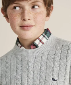Vineyard Vines Boys’ Cotton Cashmere Cable Crewneck Sweater< Sweaters