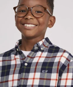 Vineyard Vines Boys' On-The-Go brrrº Tattersall Shirt< Button-Down Shirts