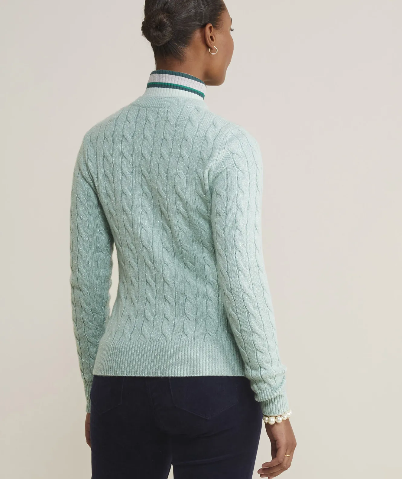 Vineyard Vines Cashmere Cable Shine Crewneck Sweater< Sweaters