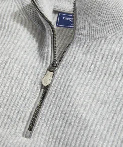 Vineyard Vines Cashmere Fisherman Rib Quarter-Zip Sweater< Quarter-Zips