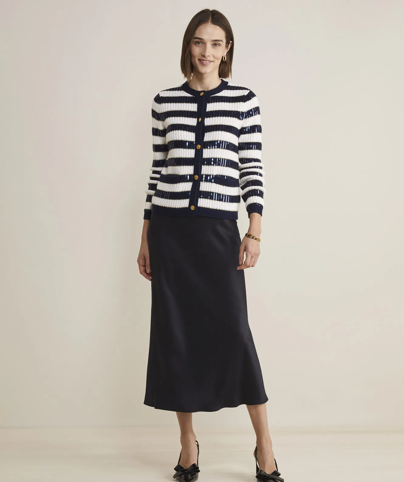 Vineyard Vines Cashmere Waffle-Knit Striped Crewneck Sweater< Sweaters