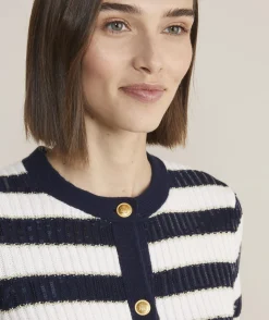 Vineyard Vines Cashmere Waffle-Knit Striped Crewneck Sweater< Sweaters