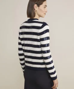Vineyard Vines Cashmere Waffle-Knit Striped Crewneck Sweater< Sweaters