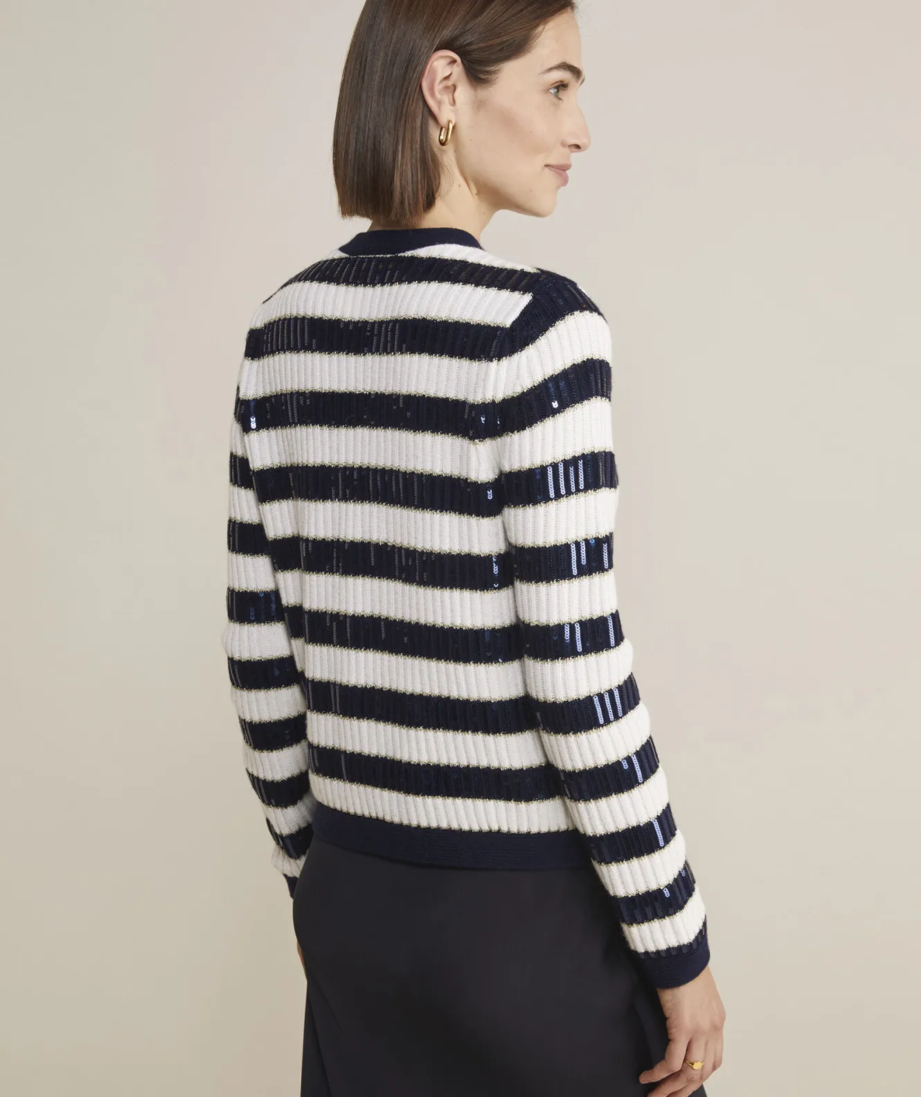Vineyard Vines Cashmere Waffle-Knit Striped Crewneck Sweater< Sweaters