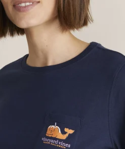 Vineyard Vines Christmas Icons Whale Long-Sleeve Pocket Tee< Tees