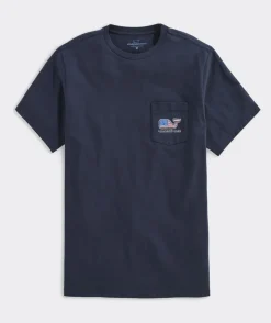 Vineyard Vines Flag Whale Short Sleeve Pocket Tee< Tees