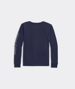 Vineyard Vines Girls' Glitter Ski Whale Long-Sleeve Pocket Tee< Tops, Tees & Polos