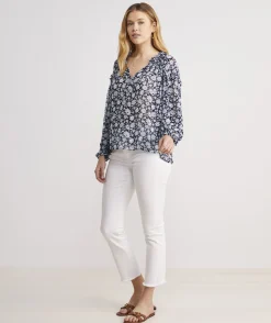 Vineyard Vines Harbor Seersucker Grid Print Ruffle Popover< Shirts & Tops