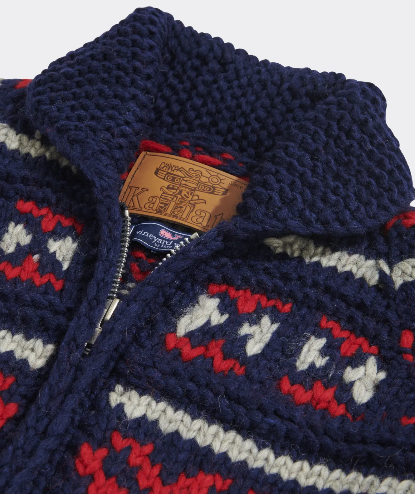 Vineyard Vines Kanata Hand Knit Wool Cowichan< Sweaters