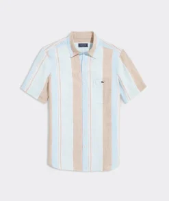 Vineyard Vines Linen Short-Sleeve Wharf Stripe Shirt< Button-Down Shirts