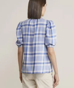 Vineyard Vines Ruffle Neck Puff-Sleeve Top< Shirts & Tops