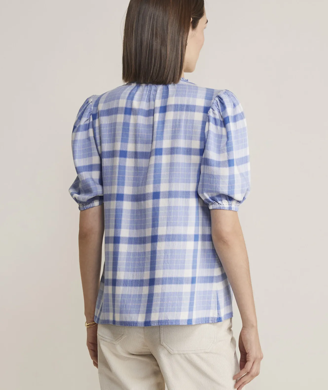 Vineyard Vines Ruffle Neck Puff-Sleeve Top< Shirts & Tops