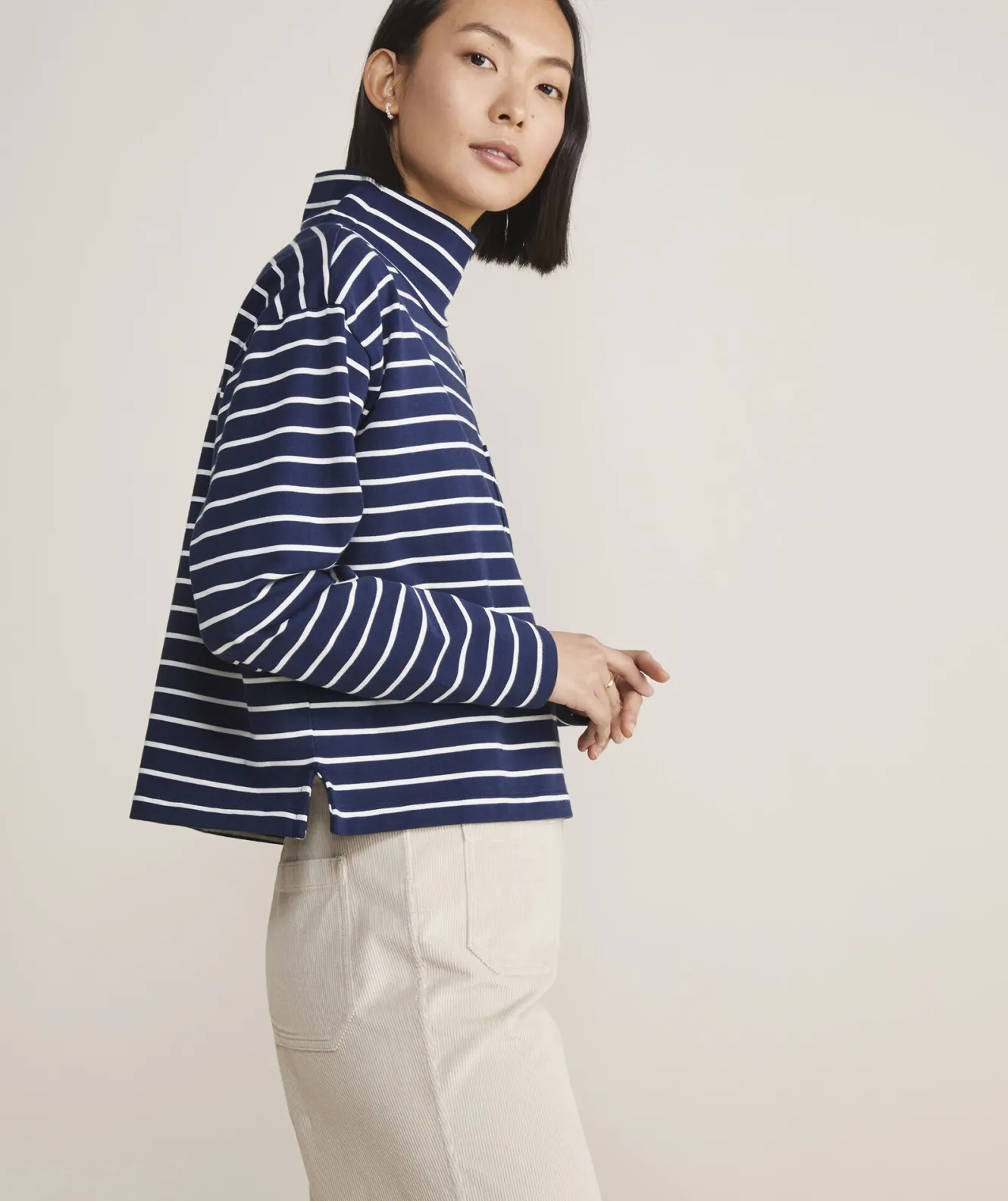 Vineyard Vines Striped Jamestown Funnel-Neck Tee< Tees
