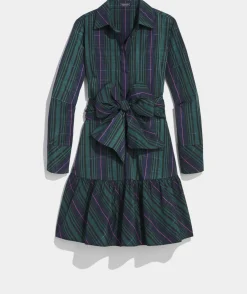 Vineyard Vines Taffeta Tie-Waist Blackwatch Shirtdress< Dresses & Skirts