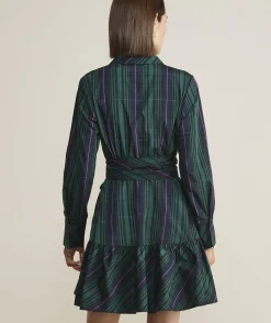 Vineyard Vines Taffeta Tie-Waist Blackwatch Shirtdress< Dresses & Skirts