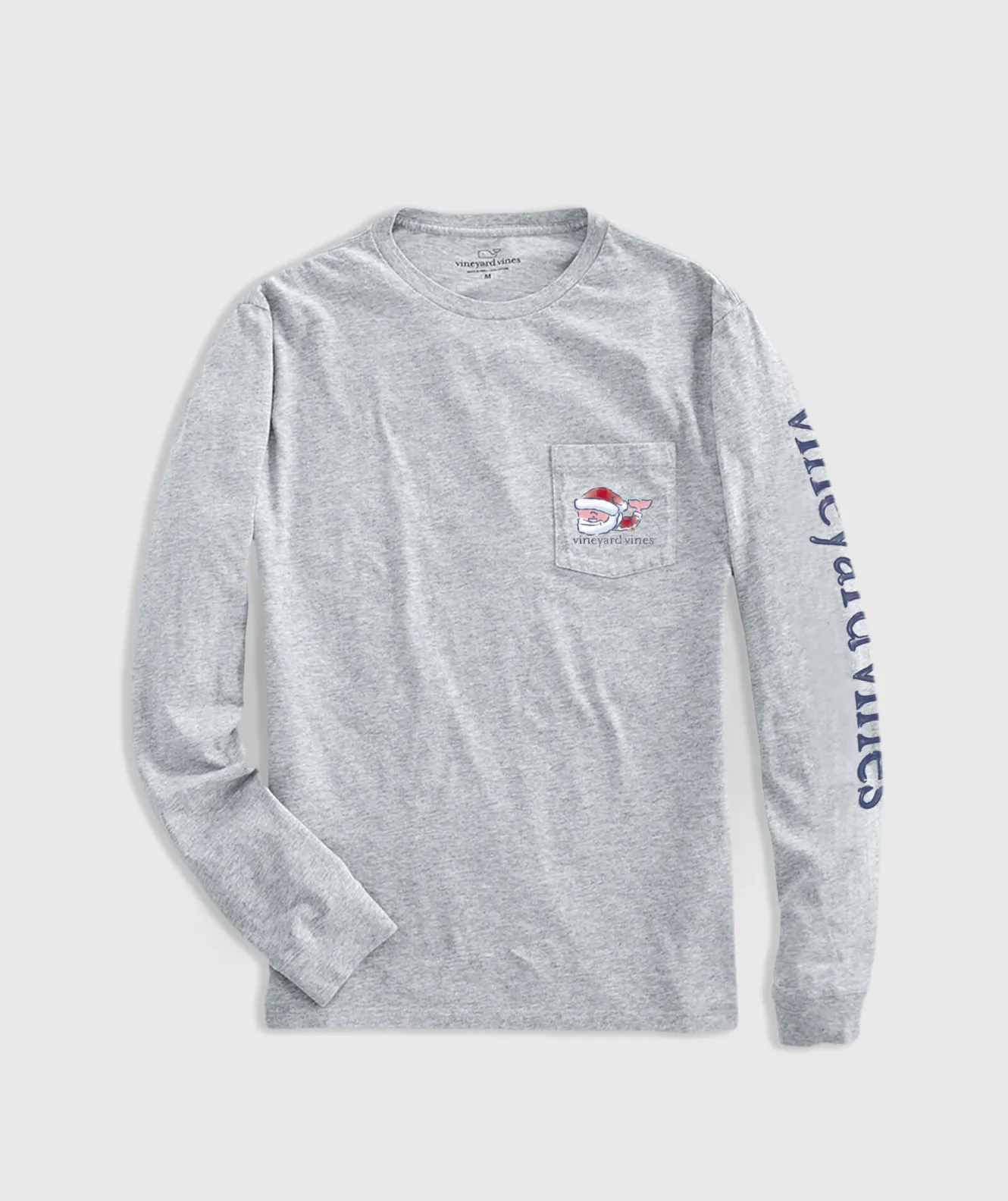Vineyard Vines Watercolor Santa Whale Long-Sleeve Pocket Tee< Tees