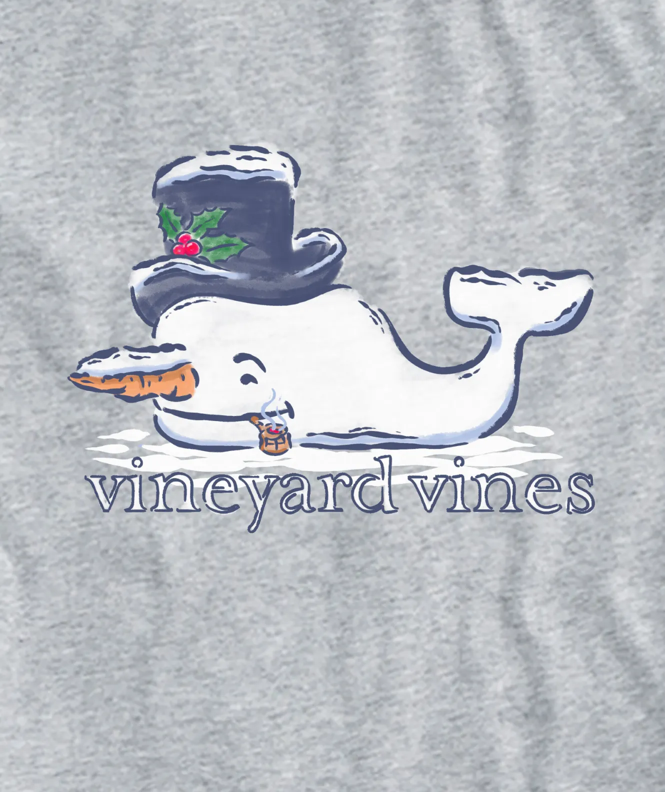 Vineyard Vines Watercolor Snowman Whale Long-Sleeve Pocket Tee< Tees