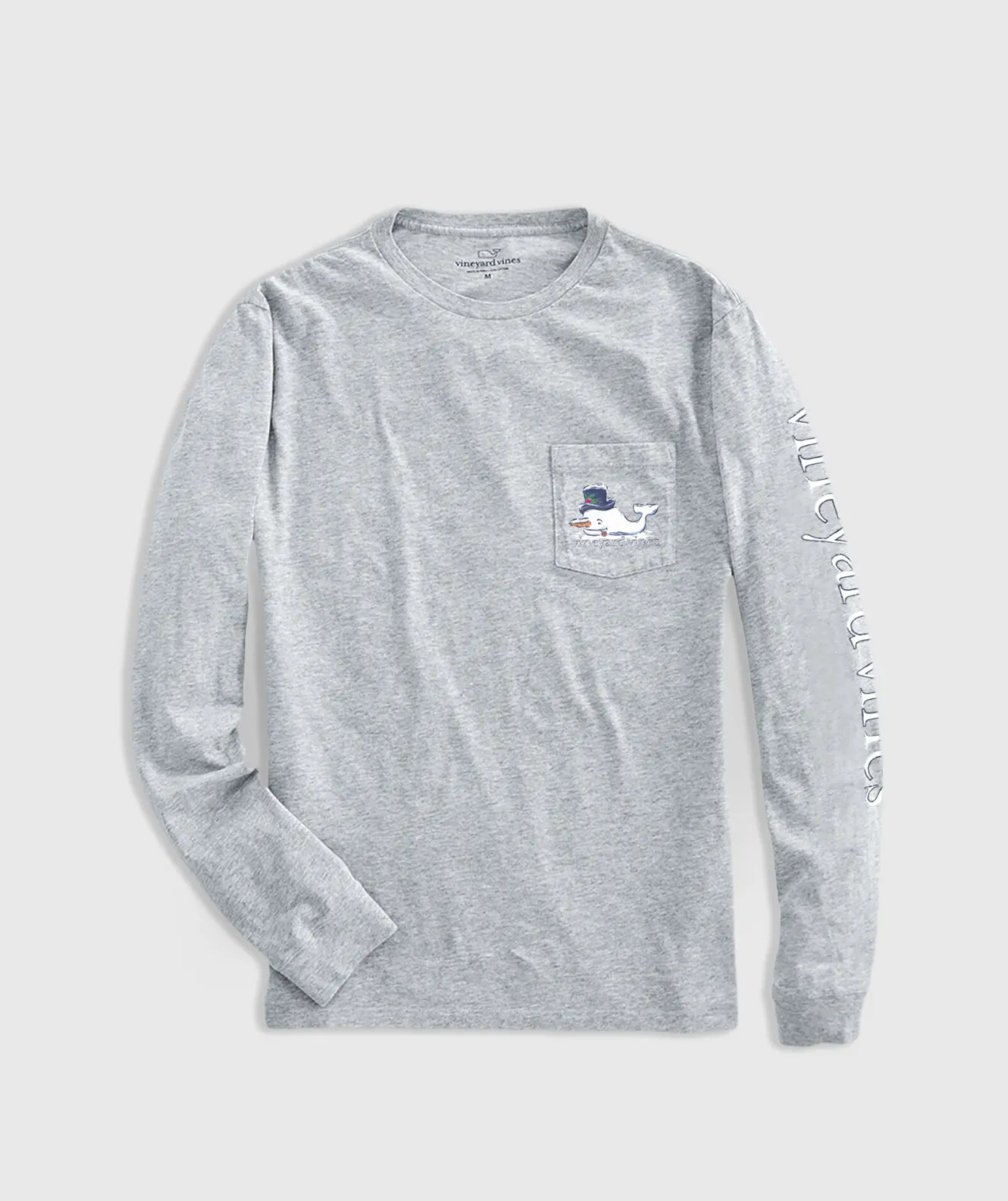 Vineyard Vines Watercolor Snowman Whale Long-Sleeve Pocket Tee< Tees